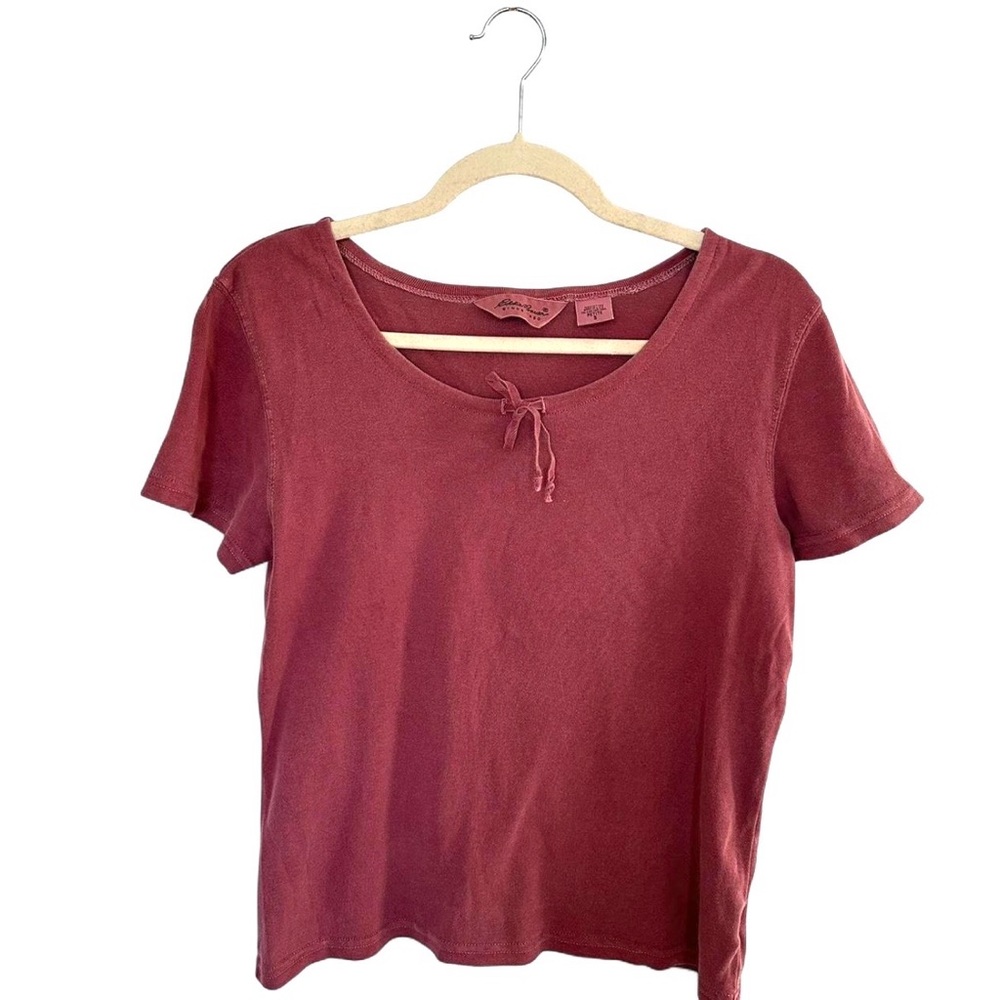 Vintage Eddie Bauer Dusty Pink Ribbon Tie Tee – Size Small